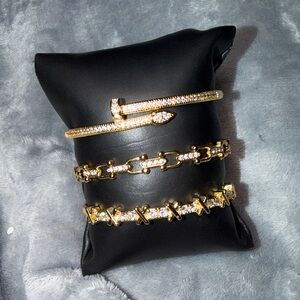 Gold Crystal Nail Cuff Bracelet Set for Mary💓